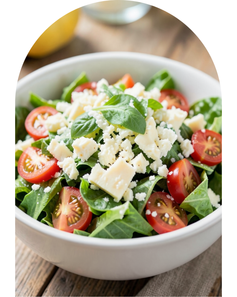 bowl con una buona insalata leggera ricca di vegetali freschi e proteine da mangiare per un pranzo light