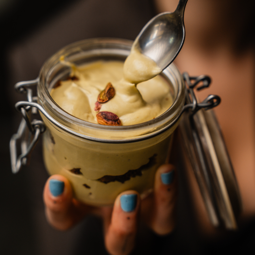Migliore pizza contemporanea a Bologna con dolce cheescake al pistacchio